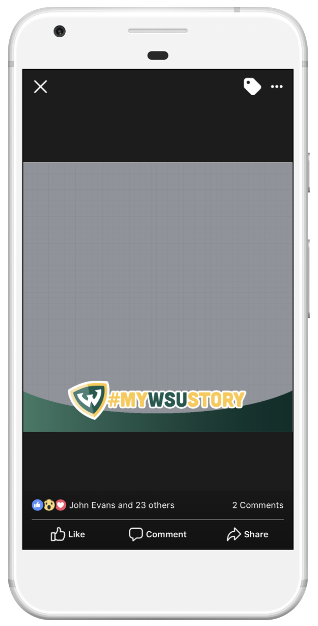 Screenshot of Facebook frame with #MyWSUStory text height=
