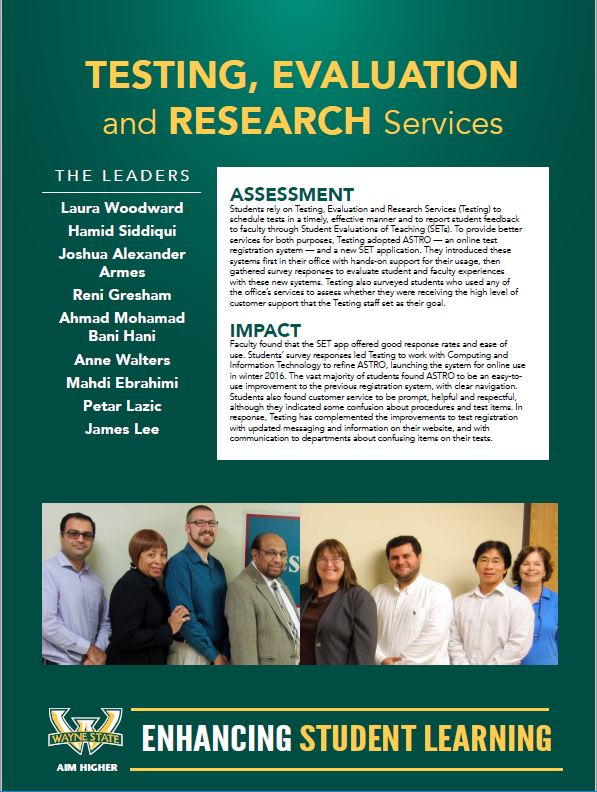 Testing, Evaluation and Research Services poster