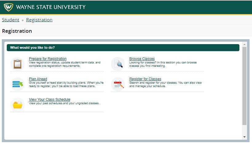 Screen capture of the Registration Portal.